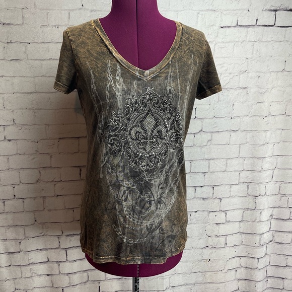 Vintage vocal brown fluer de Lis embellished tshirt size medium - Picture 1 of 8